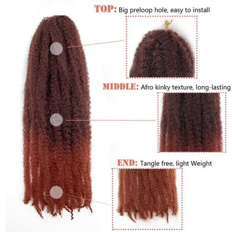 Marley Hair 24 Inch Marley Twist Hair Afro Twist Marley Braiding Hair for Faux Locs Crochet Hair Synthetic Hair Extensions(8Packs,1B/350, 24inch)