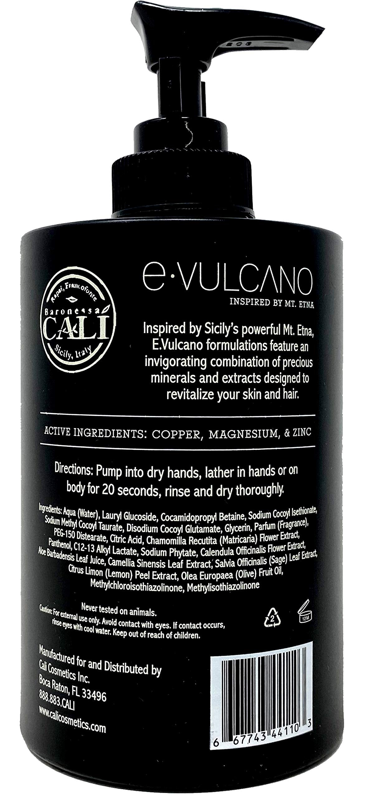 RAPSI, FRANCOFONTE BARONESSA CALI, SICILY, ITALY E.Vulcano Hand & Body Wash 11.8 Ounces – With Copper, Magnesium, and Zinc - Sicilian Lemons and Volcanic Minerals