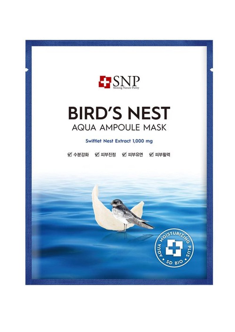 [K Beauty Snp] Bird's Nest Ampoule Sheet Mask | Hyaluronic Acid Sheet Mask | Maximum Hydration and Protection for All Dry Skin Types | Korean Skincare Facial Mask | 10 Sheets
