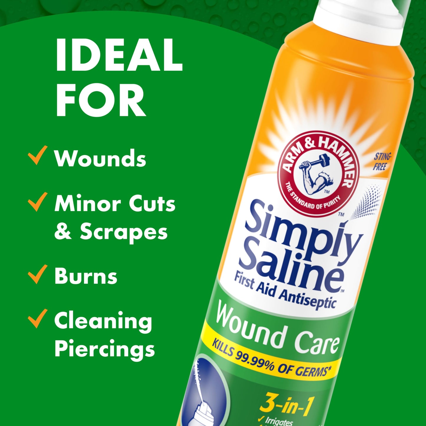 ARM & HAMMER Simply Saline Wound Care 3-in-1, 7.4 oz, 2-Pack