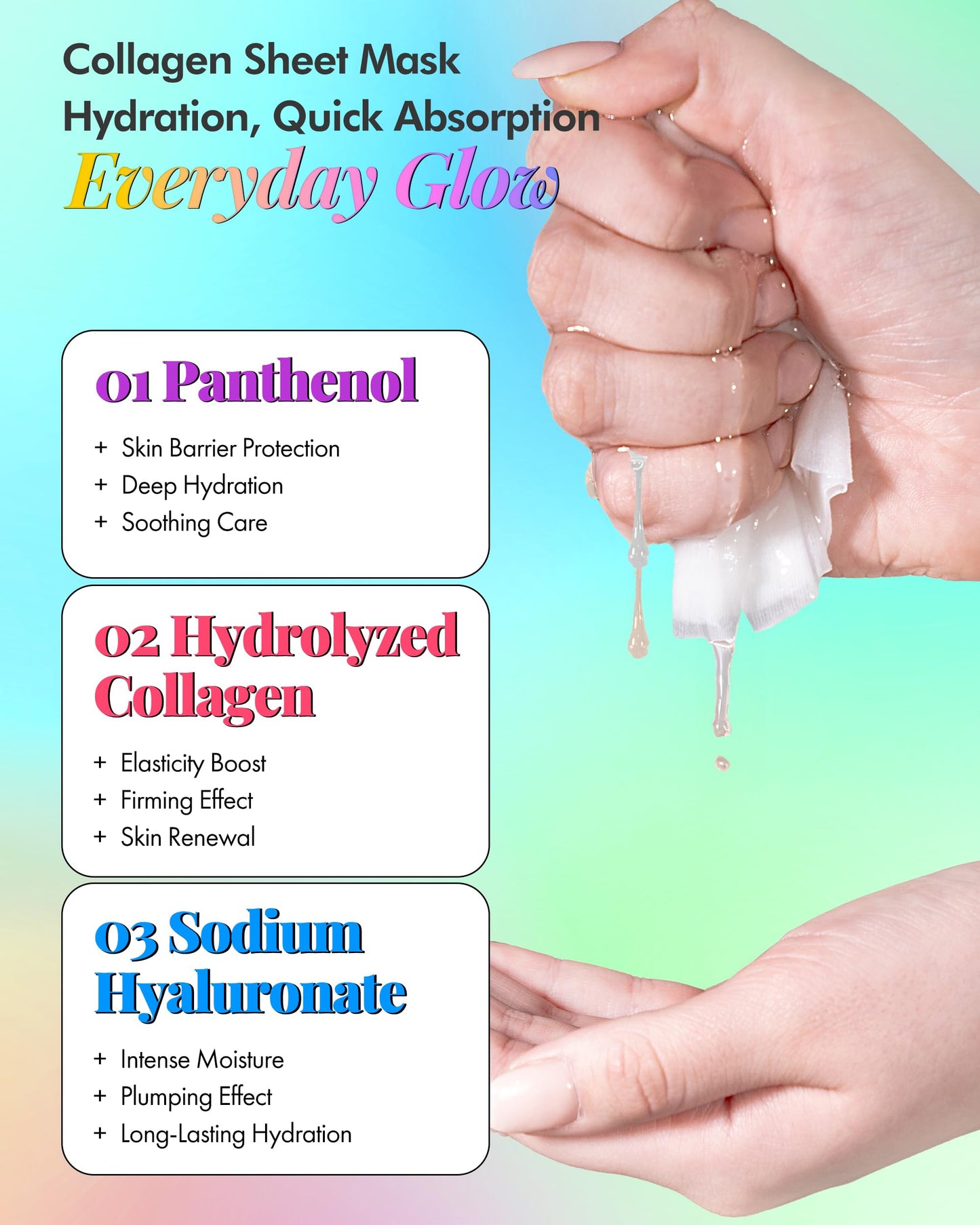 DERMAL 24 Combo Korean Essence Sheet Mask Variety Pack, Collagen & More