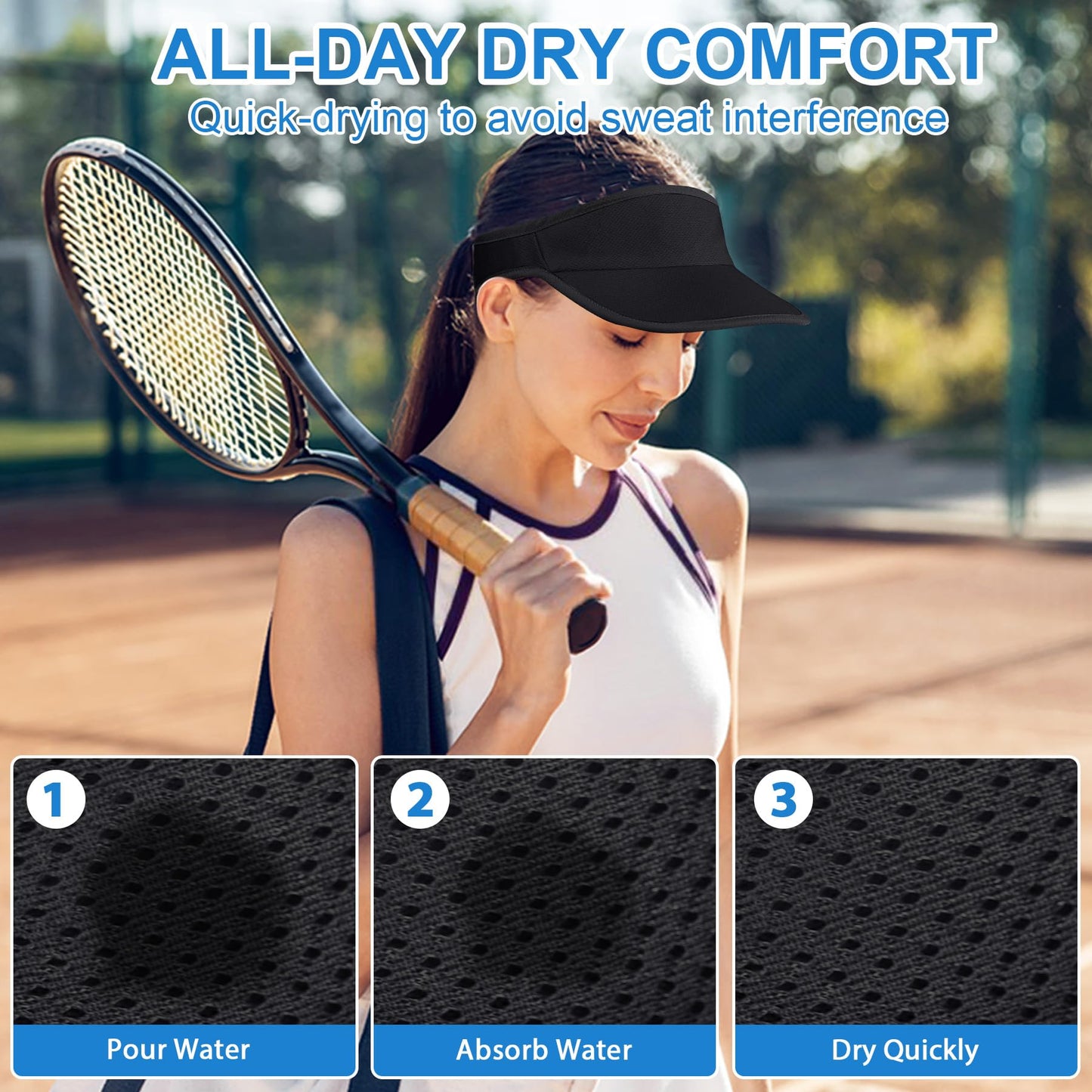 Trodalo Sports Sun Visor for Women Men Lightweight Packable Soft Quick-Dry Visor Hat for Running, Tennis, Golf