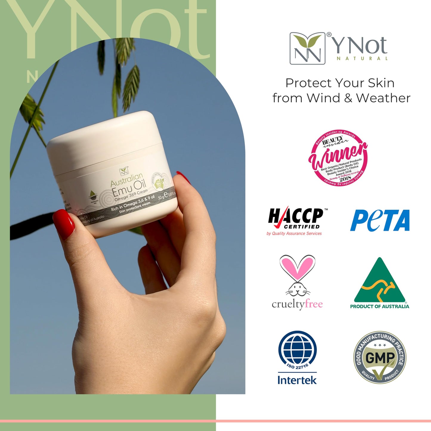 Pure Emu Oil Zinc Oxide Cream – Natural Moisturizer & Skin Protectant for Adults & Kids with Omega 3-6-9 & Shea Butter – Face & Body Cream by Y-Not Natural, 50g Travel Size