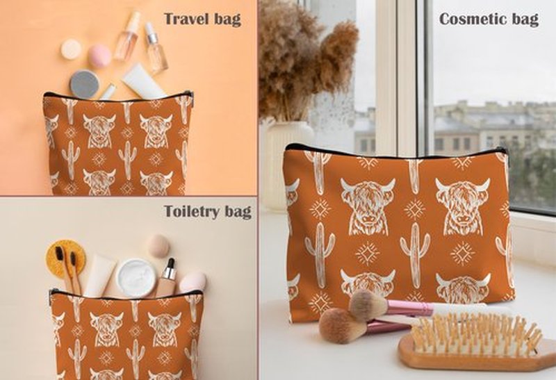 Lacosu Western Makeup Bag,Western Gifts For Women,Cow Makeup Bag,Cowgirl Stuff,Western Stuff For Women,Western Gifts,Cowgirl Gifts(Leather COW R)
