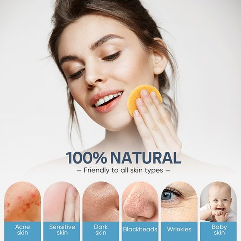 GAINWELL 50-Colored Natural Compressed Facial Sponges, for Facial Cleansing, Reusable & Eco-Friendly, 50 PCS