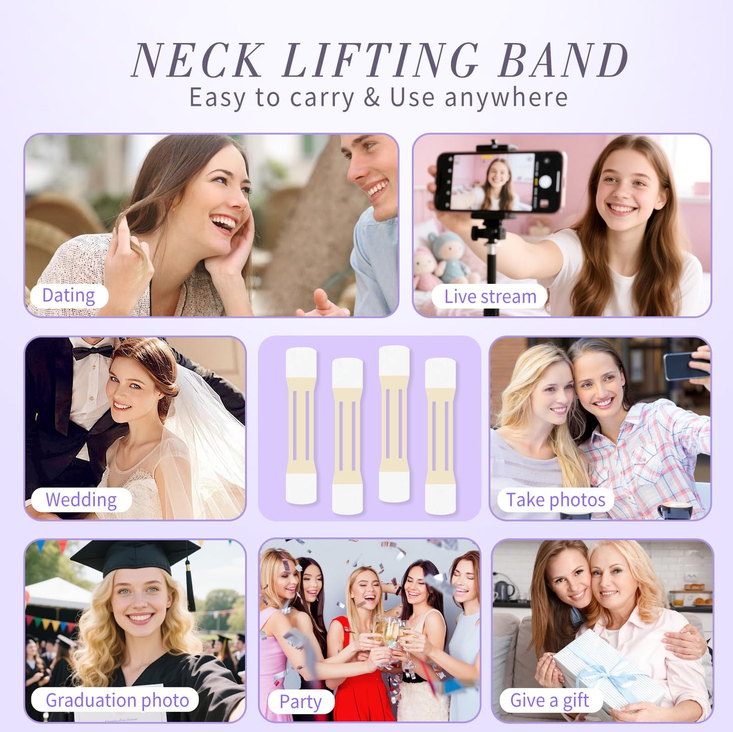 Neck Lift Tape Invisible, Face Tape Lifting 20Pcs Neck Tightening & Lifting Tape for Sagging Skin, Double Chin & Wrinkles, Breathable Reusable & Waterproof Neck Lift Strips for Women