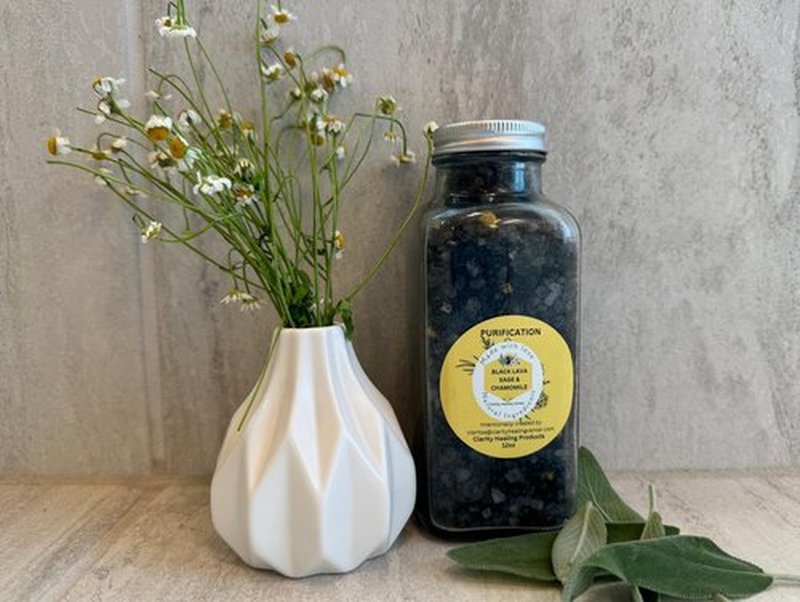 Botanical Healing Bath Salts: Premium Nourishing Eucalyptus & Sweet Myrrh Bath Soak for Stress Relief, 12 oz glass container (Eucalyptus & Sweet Myrrh), Clear