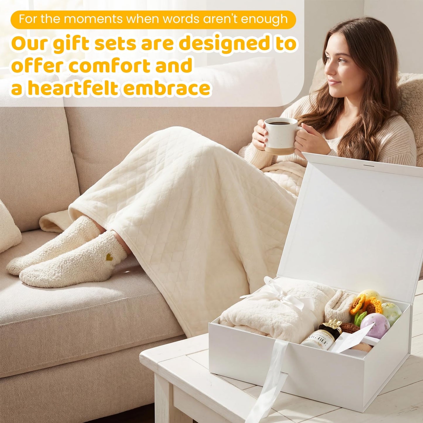 Self Care Gifts for Women, Get Well Soon Gifts, Birthday Gift for Women, Spa Care Package, Gift Baskets for Mom, Friends, Sister, Girlfriend, Wife, Her, Hug in a Gift for Christmas, Anniversary