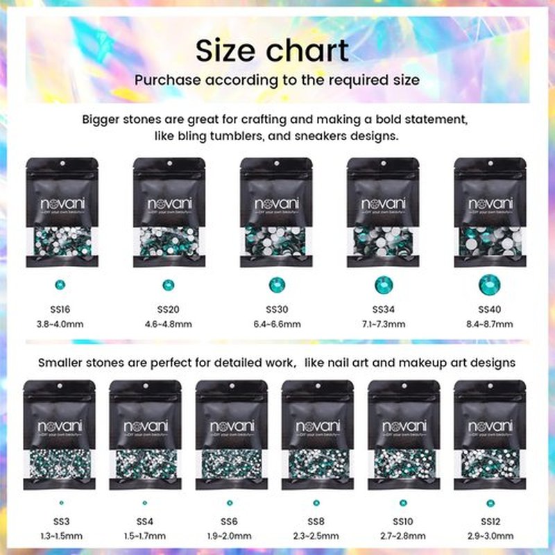 Novani Rhinestones 1440pcs SS20 Glass Rhinestones Crystal Flatback Gemstones for Crafts Nails Makeup Bags and Shoes Decoration（SS20, Green Zircon）