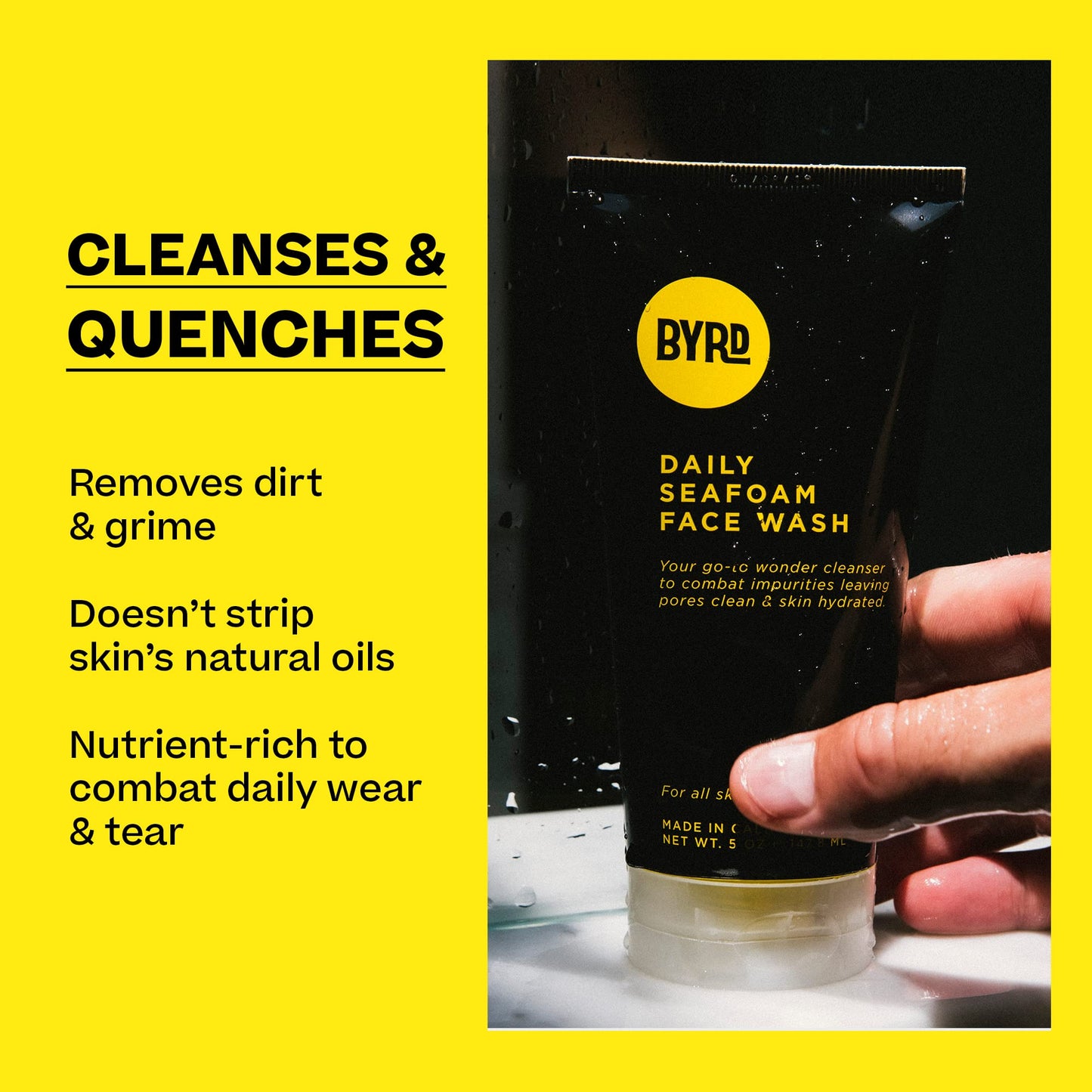 BYRD Daily Face Wash – Gentle, Sulfate-Free Cleanser, Remove Dirt, Oil and Impurities, For All Skin Types, 5 Fl Oz