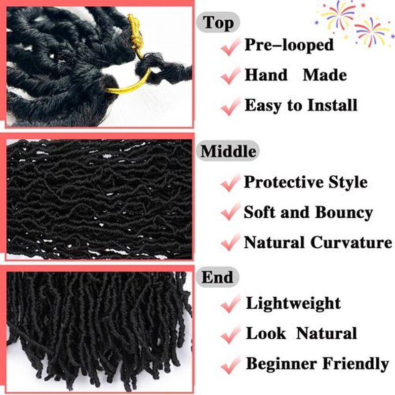 Paraglame Soft Locs 28 Inch New Faux Locs Crochet Hair 7 Packs Pre looped Crochet Locs Synthetic Hair Natural Black for Women(28Inch, 1B#)