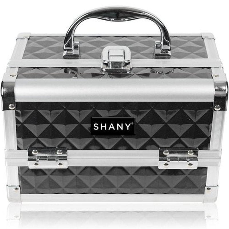 SHANY Chic Makeup Train Case Cosmetic Box Portable Makeup Case Cosmetics Beauty Organizer Jewelry storage with Locks, Multi trays Makeup Storage Box with Makeup Mirror - Black