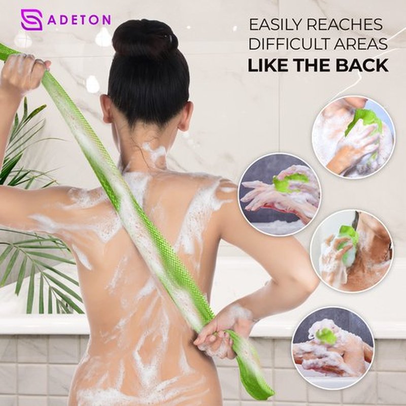 Adeton African Net Sponge, Exfoliating Body Scrubber, Body Exfoliator, Long Net Sponge, 17 Colors, Sapo, Shower Bath Accessories, Back Foot Scalp Scrub, Flat Dead Skin Remover Body Wash (Lemon)