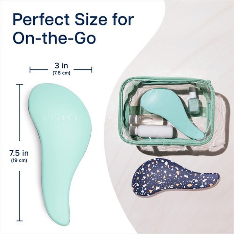Crave Naturals Glide Thru Detangling Hair Brushes for Women - Detangler Hair Brush for Curly or Straight, Wet or Dry Hair - Gentle on Tangles Hair Comb - 7.5x3-Inch, Turquoise and Terrazzo (Pack of 2)