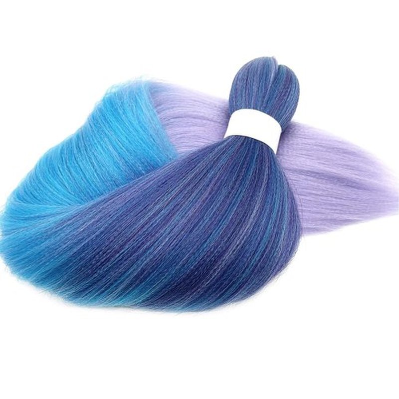 UPruyo Pre Stretched Braiding Hair Blue Purple Ombre Braiding Hair Pre Stretched Synthetic Hair Extensions for Braiding Box Braids Yaki Knotless Hypoallergenic Prestretched Braiding Hair 26 inch