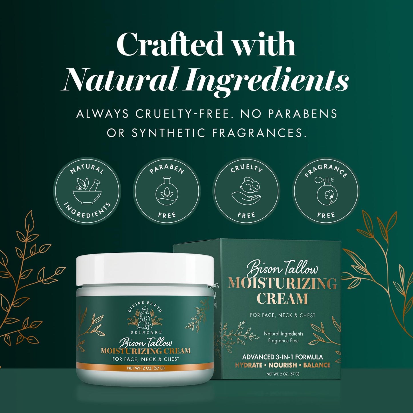Bison Tallow Face Cream with Bakuchiol & Hyaluronic Acid Moisturizing Cream