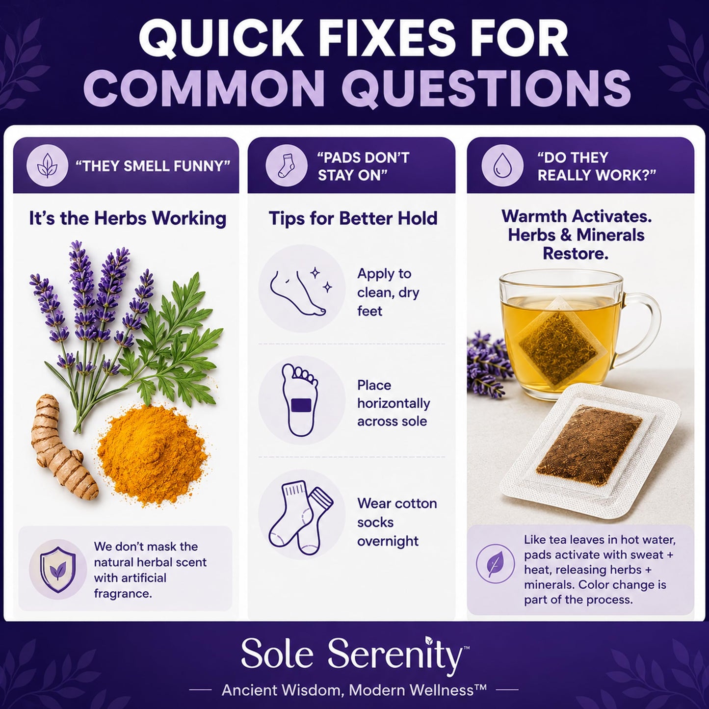 Sole Serenity Good Night Foot Pads - Support Achy Feet I Traditional Herbal Blend, No Prep