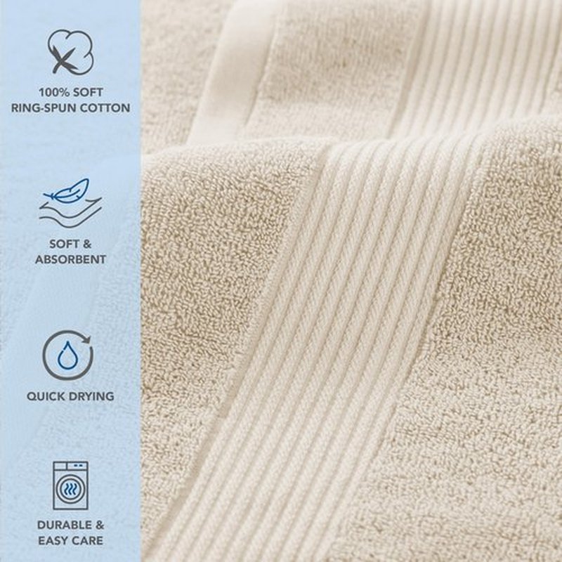 Arkwright Bath Washcloths 12 Pack - Super Soft 100% Cotton, 600 GSM Quick Dry & Absorbent, Luxury Face & Body Wash Cloth Towels for Hotels, Spa, and Vacation Rentals, Alabaster Ivory