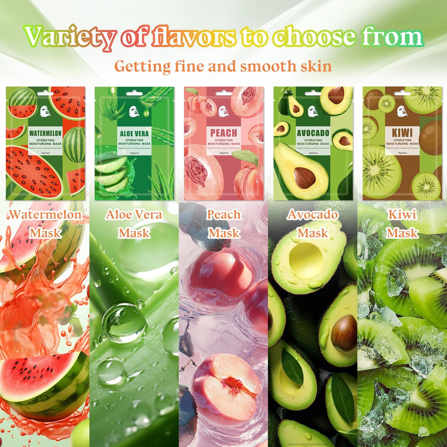 ZZCQzeze 10PCS Hydrating Face Masks,Moisturizing Facial Masks for Women and Men,Fruit Overnight Facial Sheet Mask,Lightweight and Non-greasy Face Sheet Mask for All Skin Type 04
