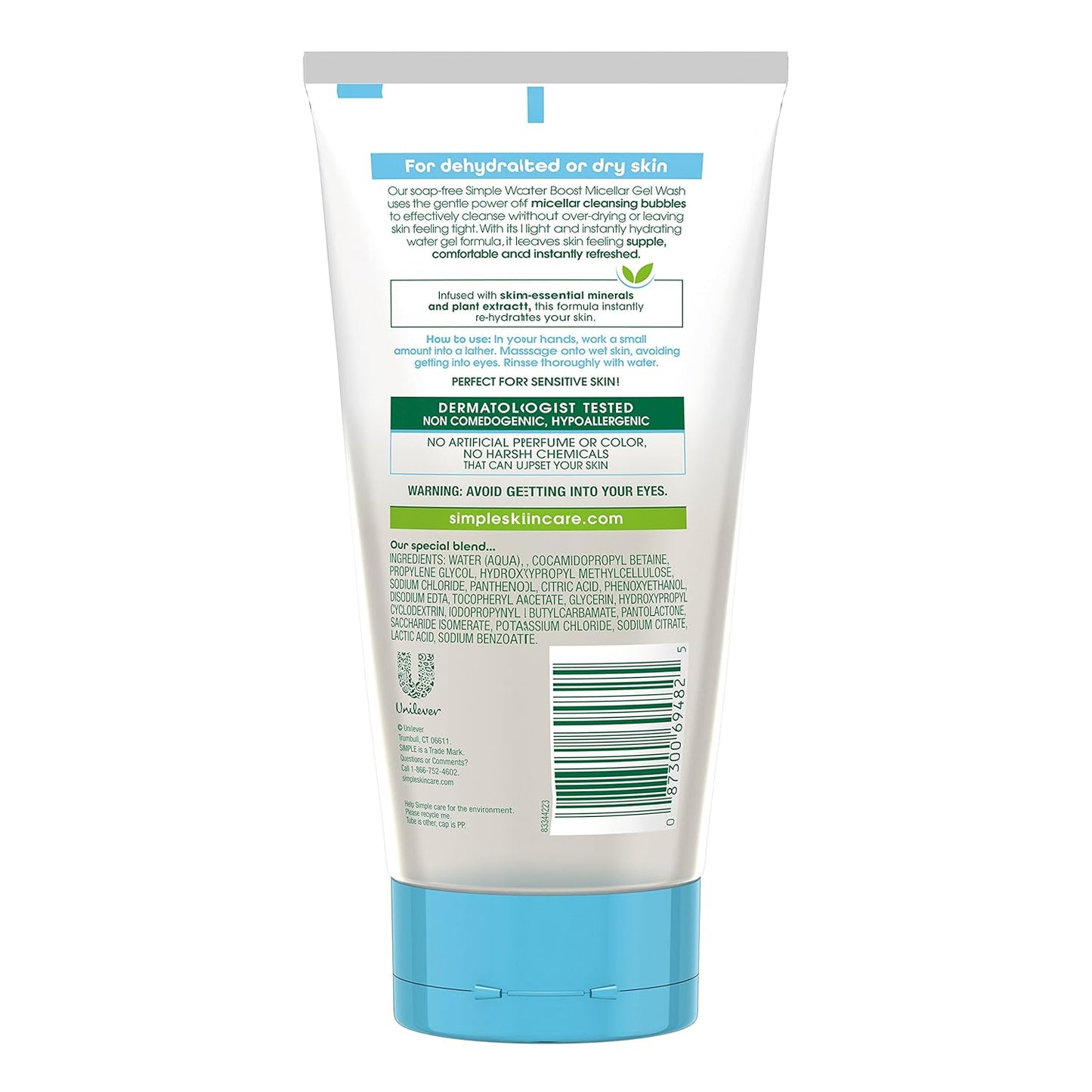 Simple Water Boost Micellar Facial Gel Wash for Sensitive Skin, 5 Ounce (Pack of 3)