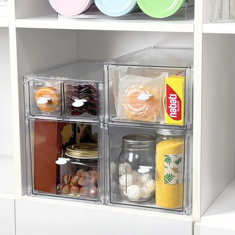 Spaclear Makeup Organizer for Vanity, Clear Stackable Storage Drawers Set of 5, Cosmetic Organizer for Dresser Countertop, Large Capacity Cosmetic Storage Boxs, Kitchen Cabinets Organizers and Storage