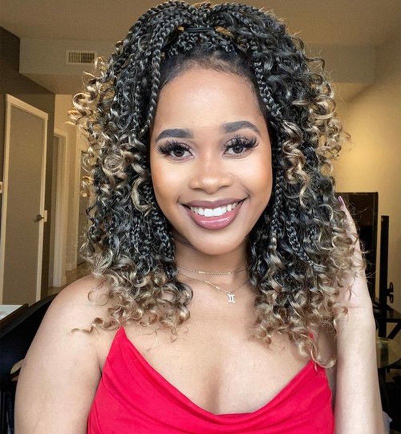 Goddess Box Braids Crochet Hair Box Braids Crochet Hair For Black Women Pre Looped Crochet Hair with Curly Ends Bohemian Crochet Box Braids Crochet Hair (12inch(Pack of 7), T27)