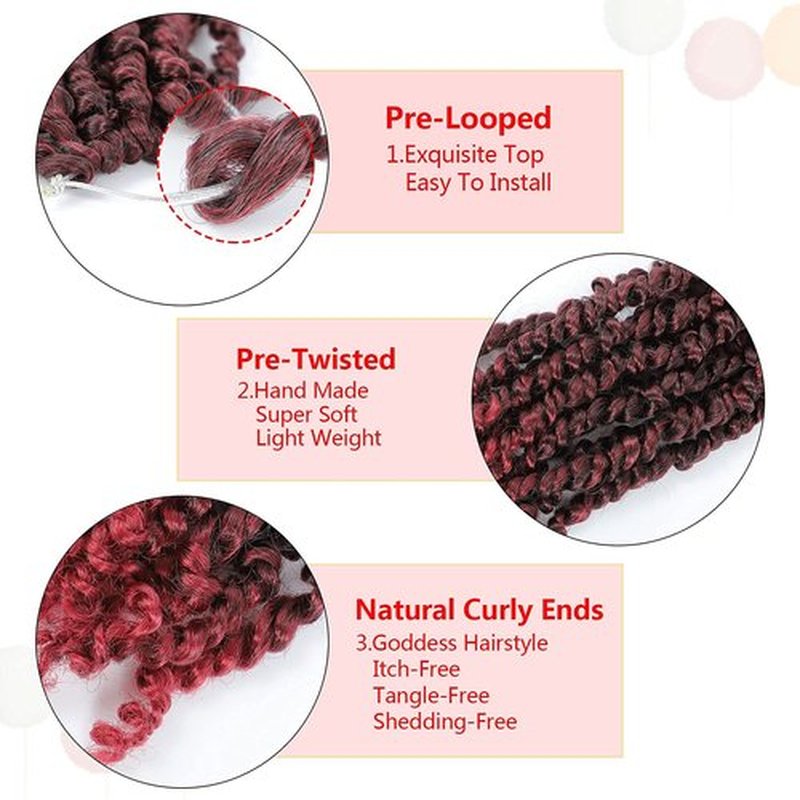 Fulcrum Passion Twist Crochet Hair 10 Inch, 2 Packs Pre Looped Passion Twist Hair, Pre-Twisted Passion Twist Crochet Hair For Black Women (10Inch (Pack of 2), TBUG#)