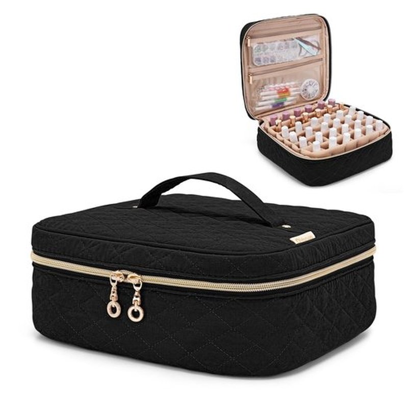 Yarwo Nail Polish Carrying Bag Holds 36 Bottles (15ml/0.5 fl.oz), Travel Storage Organizer for Nail Polish and Manicure Accessories, Dusty Rose