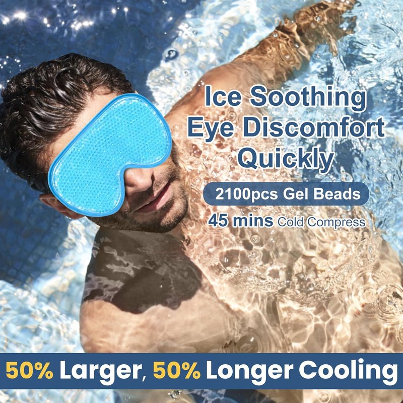 Cooling Eye Mask - 2 Pack XL Jumbo Freezer Gel Masks for Puffy Eyes | Cold & Warm Compress (Blue)