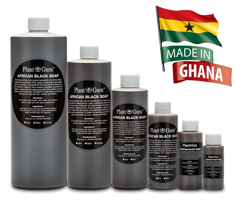 African Black Soap Liquid - Pure & Natural Skincare Cleanser for Face, Body & Hair | 16 fl. oz. Handmade from Ghana