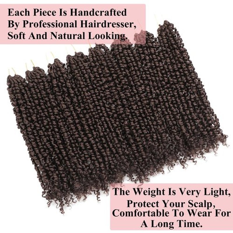 Alrence Passion Twist Crochet Hair 8 Packs Pre twisted Passion Twist Hair For Women Soft Bohe Pre-looped Crochet Braids (14 Inch (Pack of 8), 33#)