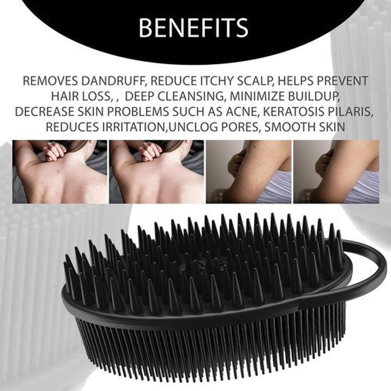 Avilana Silicone Exfoliating Body Scrubber – Dual-Sided Silicone Loofah for Shower, Body Scrubber for Men & Women, Gentle Loofa Alternative, Easy-to-Clean Silicone Body Scrubber (S3-Black)