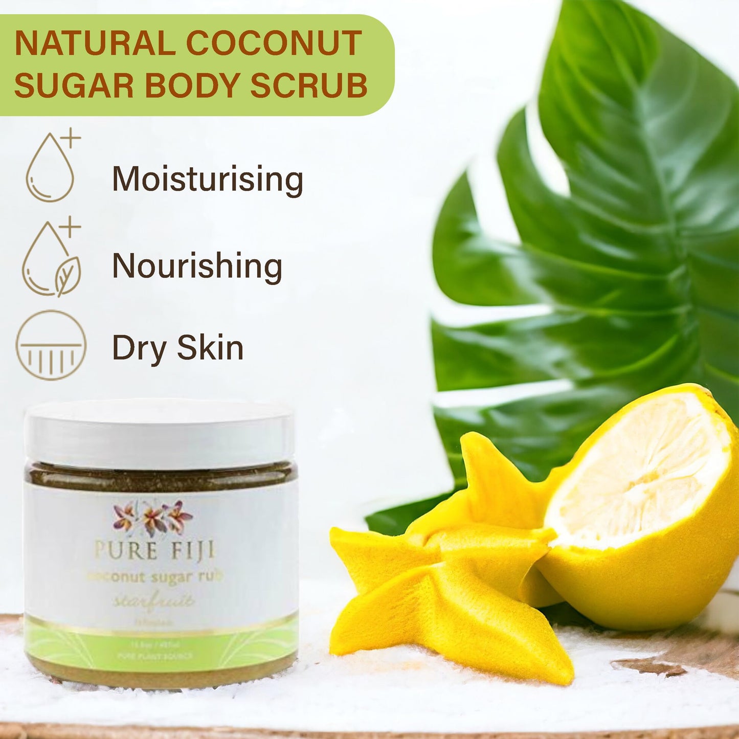 Pure Fiji Coconut Sugar Rub Starfruit, 15.5 Ounce