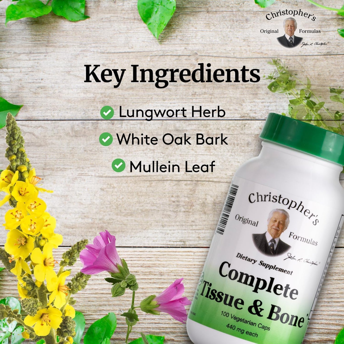 Complete Tissue & Bone Formula - Herbal Support for Bones & Connective Tissue | 100 Veg Caps