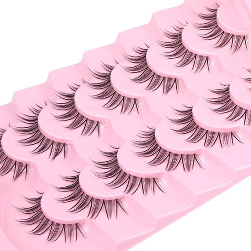 Manga Lashes Mink False Eyelashes Natural Look Wispy Anime Manhua Lashes Korean K-pop Makeup Lashes with Clear Band Spiky Girl Group Idol Fake Eyelashes Pack by EYDEVRO