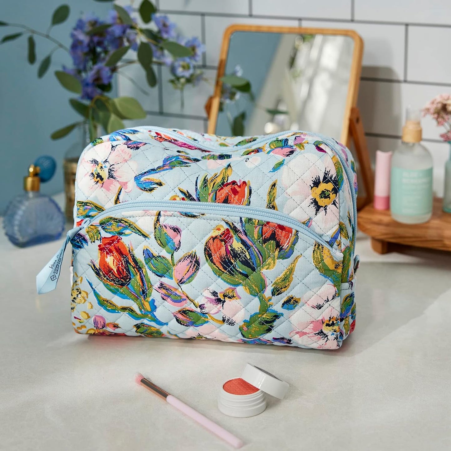 Vera Bradley Women's Cotton Large Cosmetic Makeup Organizer Bag