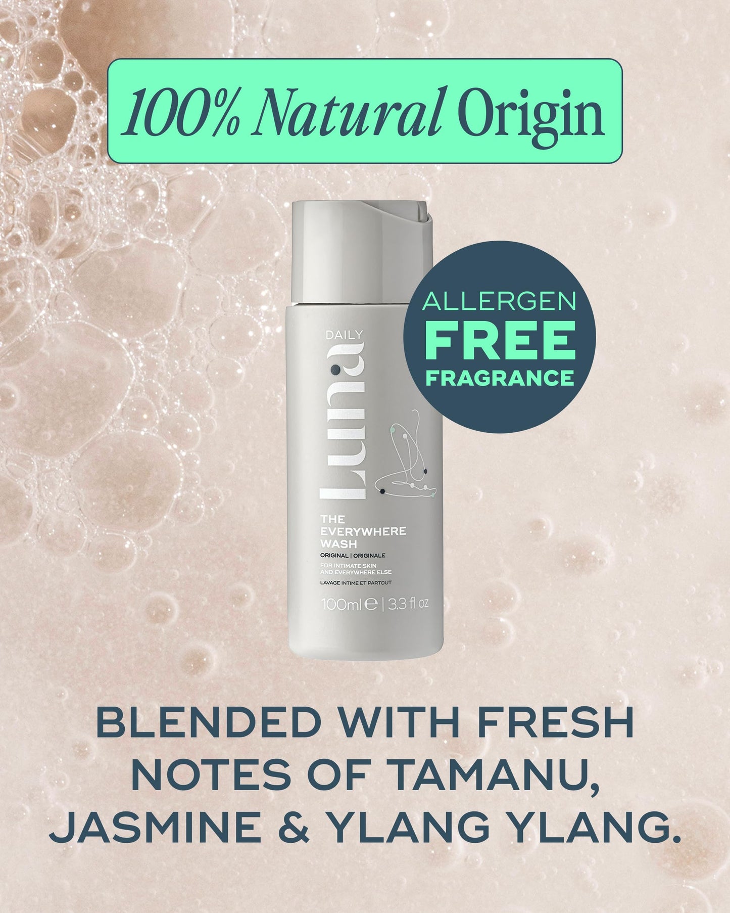 Luna Daily The Feminine Wash + Body Oil Set | Travel-Size Feminine Hygiene & Moisturizing Duo | pH-Balanced Body Wash & Soothing Ingrown Hair Oil | Nourishing & Pregnancy-Safe
