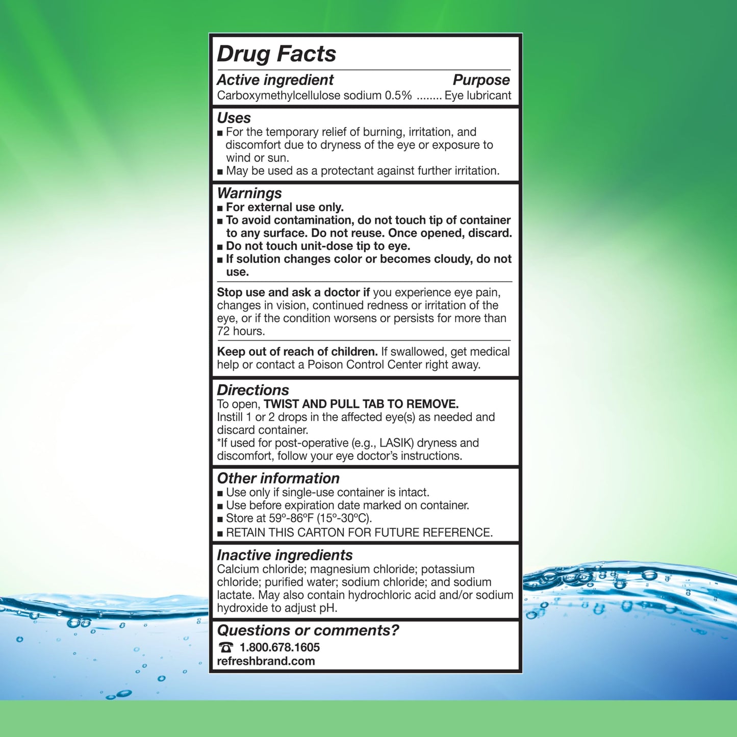 REFRESH PLUS Lubricant Eye Drops Preservative-Free Artificial Tears, 0.01 fl oz (0.4 mL), 70 Single-Use Containers