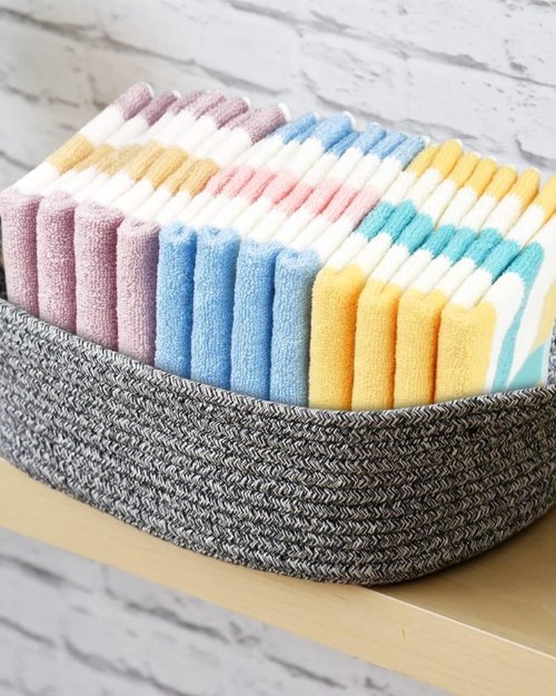 Jacquotha Cotton 12 Pack Striped Washcloths, 13 x 13 Inches, 3 Colors - Face and Body Cleansing Towels