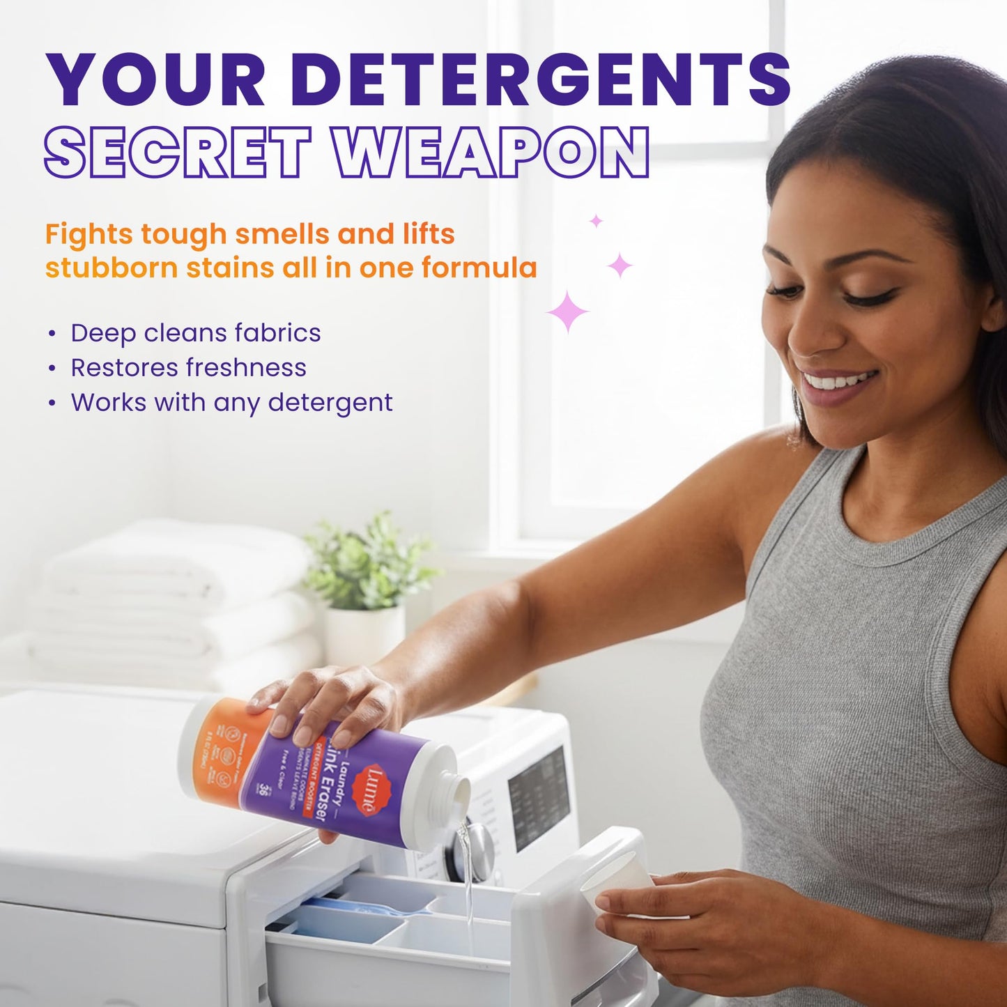 Lume Laundry Stink & Stain Eraser - Detergent Booster & Sink Soak - Eliminates Body Odor In Clothes - Odor Blasting Enzyme Blend - Make Your Detergent Work Better - Free & Clear - 8 fl oz (2 Pack)