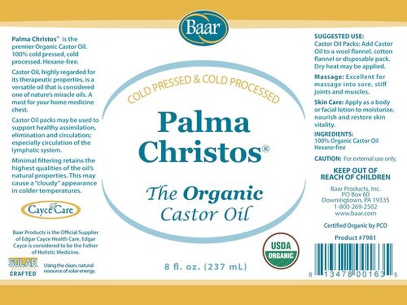 Baar Palma Christos, Organic Castor Oil, 8 oz