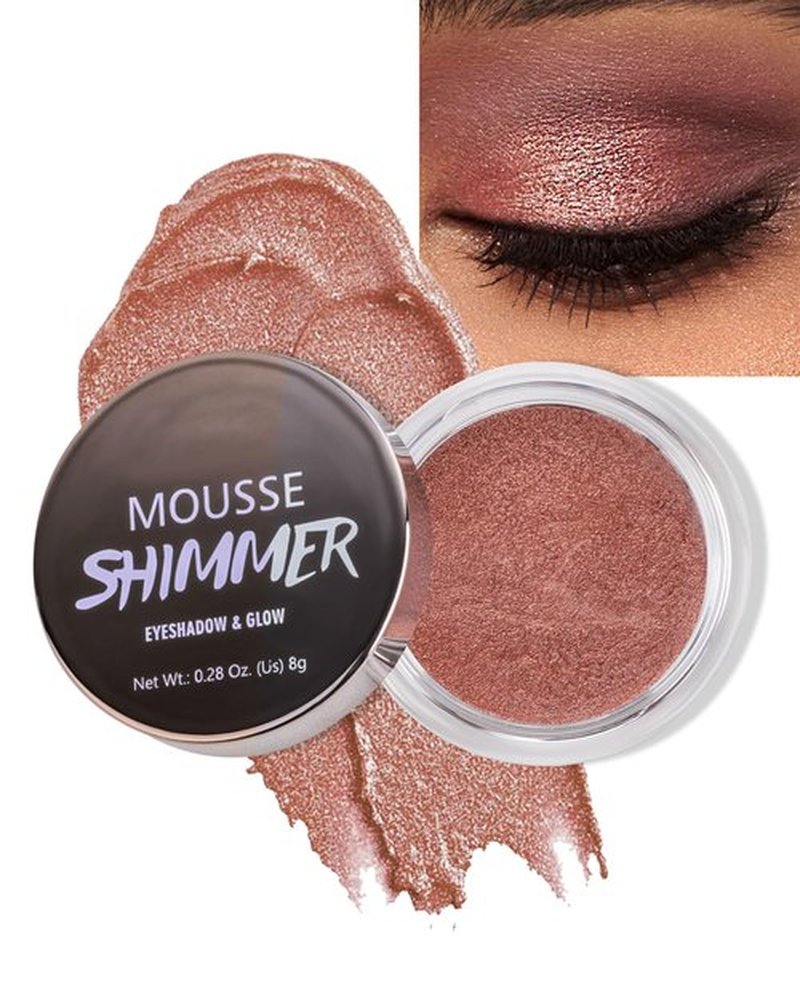 Shimmer Cream Eyeshadow, Ultra-Blendable Glitter Eye Shadow with Moisturizing Formula, Waterproof Long Lasting & Highly Pigmented, Single Creme Eyeshadow Pot Highlighter Makeup for Women-04#Warm Peach