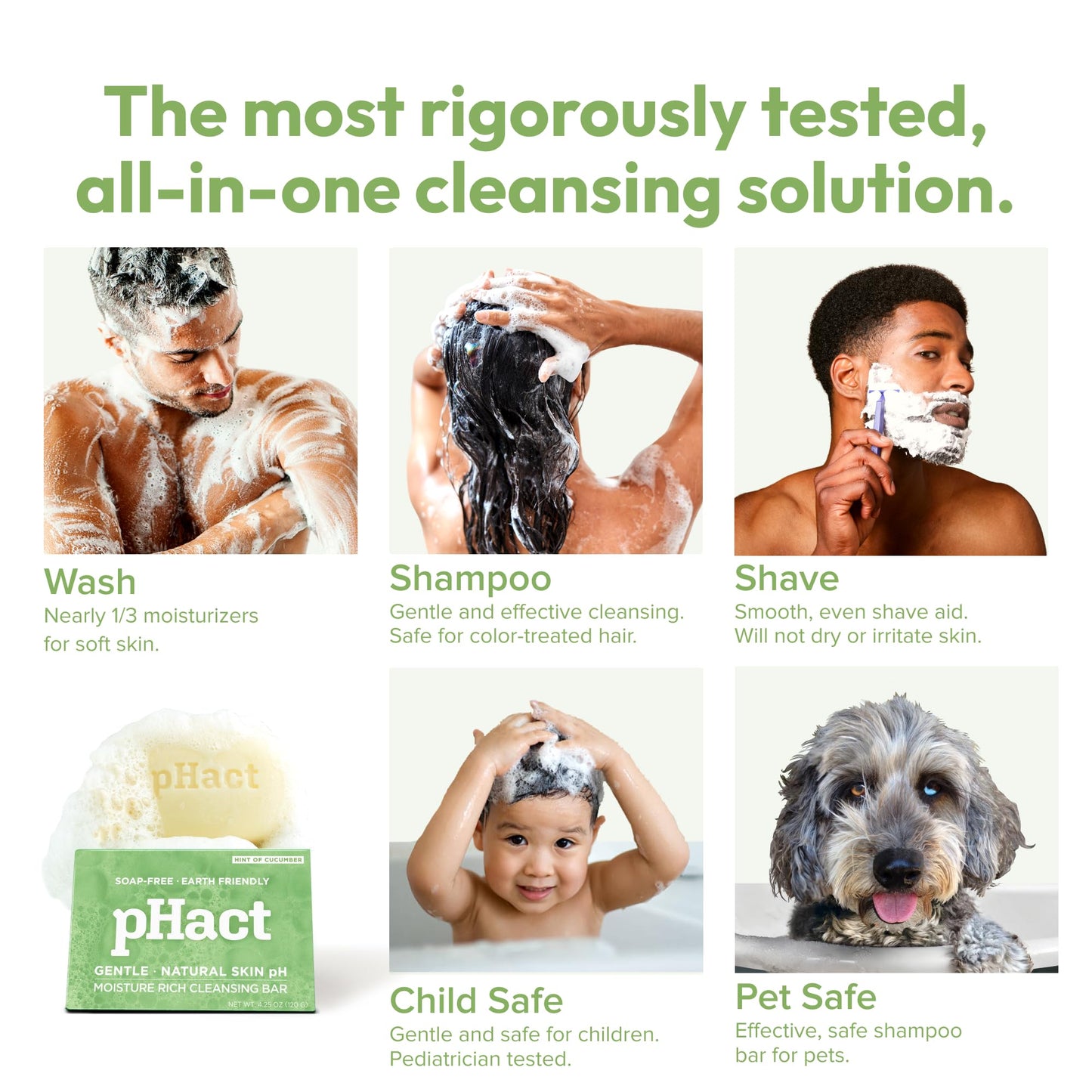 ANDREW LESSMAN pHact Moisture-Rich, Soap-Free Cleansing Bar Cucumber. Natural Skin pH. All Skin Types - Even Sensitive Skin. Hypoallergenic. Dermatologist Tested. 12 - Pack 4.25 oz each