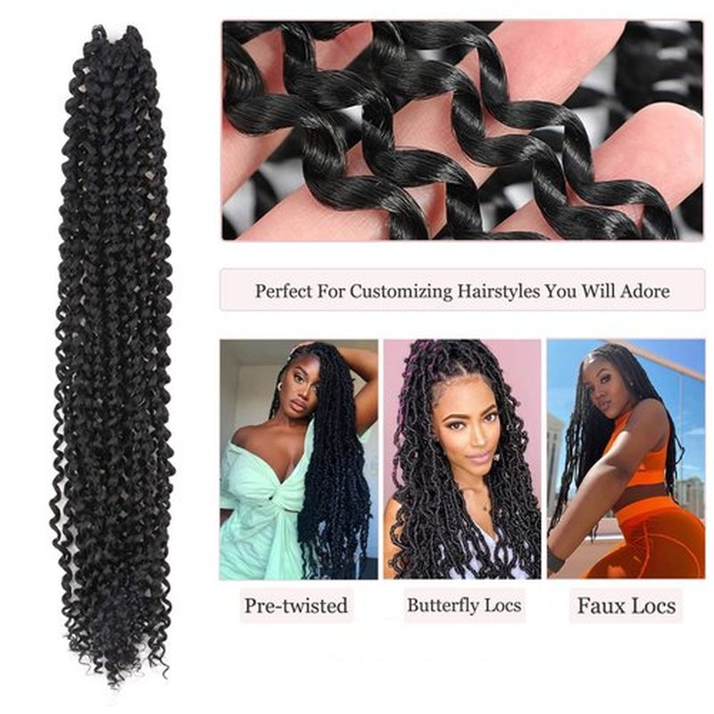 Pelokaa Passion Twist Hair - 14 Inch 7packs Natural Black Water Wave Crochet Braids Synthetic Braiding Hair Extensions (14 Inch 7Packs, 1B)