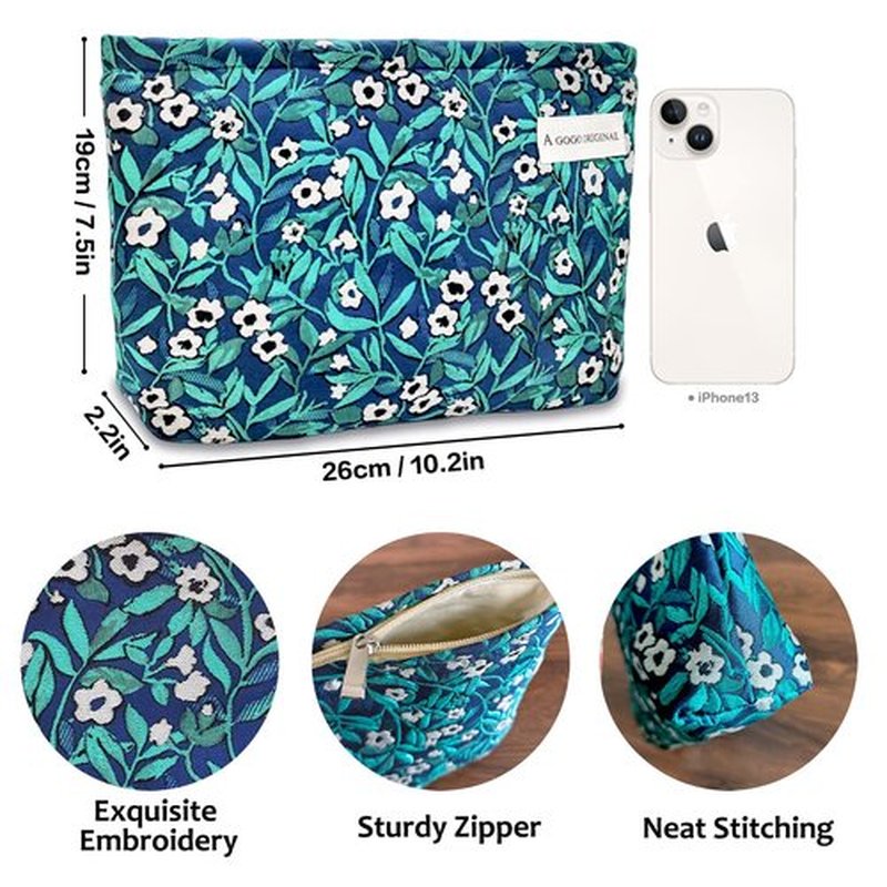 STARDW Flower Cosmetic Bags Makeup Bags for Women and Girls,Travel Makeup Bag Large Capacity Canvas Makeup Bag,Makeup Organizer Bag Zipper Pouch (Vine Plants)