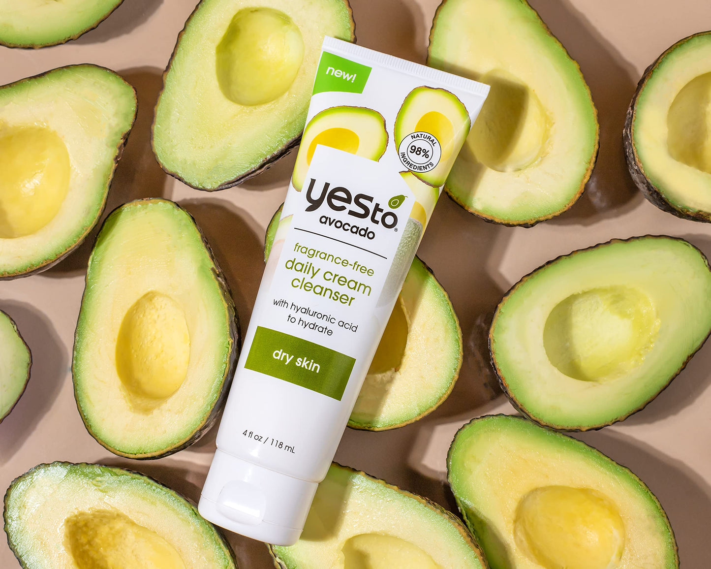 Yes To Avocado Fragrance Free Daily Cream Cleanser Bundle, Hydrating Face Wash, With Hyaluronic Acid & Glycerin, Natural Vegan & Cruelty Free, 1 Full 4 Fl Oz & 1 Travel 1 Fl Oz, 2 Piece Assortment