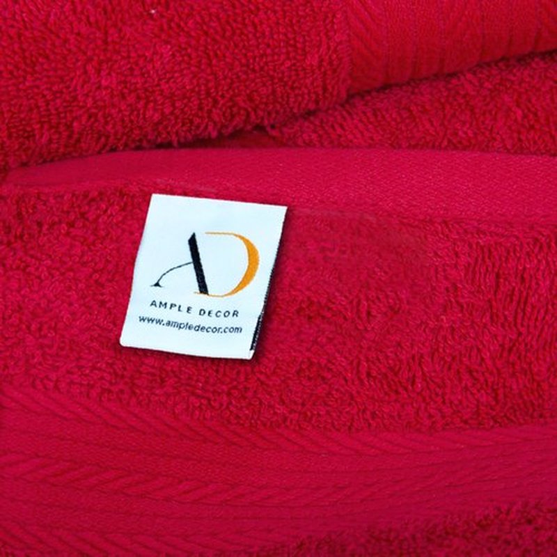 Ample Decor Washcloths Pack of 200 12 X 12 Inch 100% Cotton 600 GSM, Soft Absorbent and Reusable Fingertip Towels, Ideal for Bathroom and Powder Room - Red