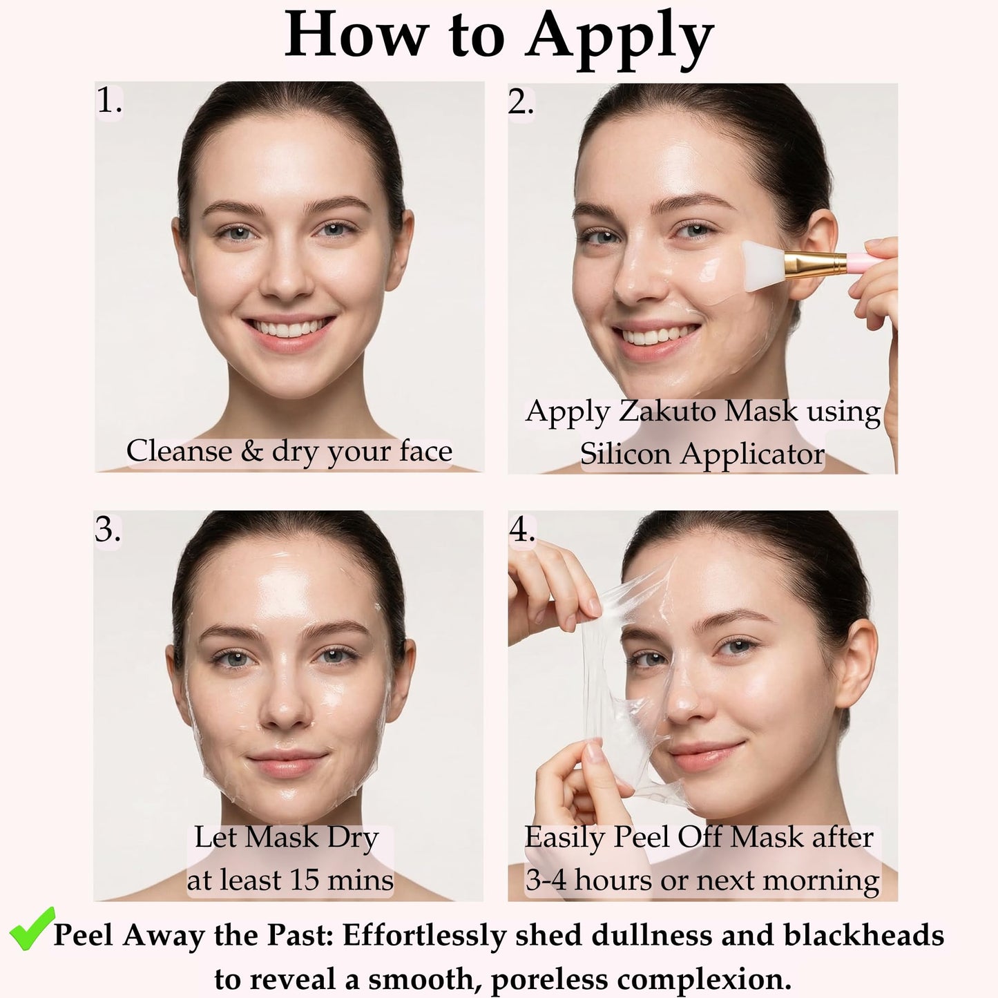 ZAKUTO Collagen Face Mask 2 Pack – Korean Formula – Peel Off Overnight Face Mask for Glass Skin, Hydrating & Firming Collagen Mask with Brush, Korean Skincare for Elasticity & Glow (2.53 fl oz)