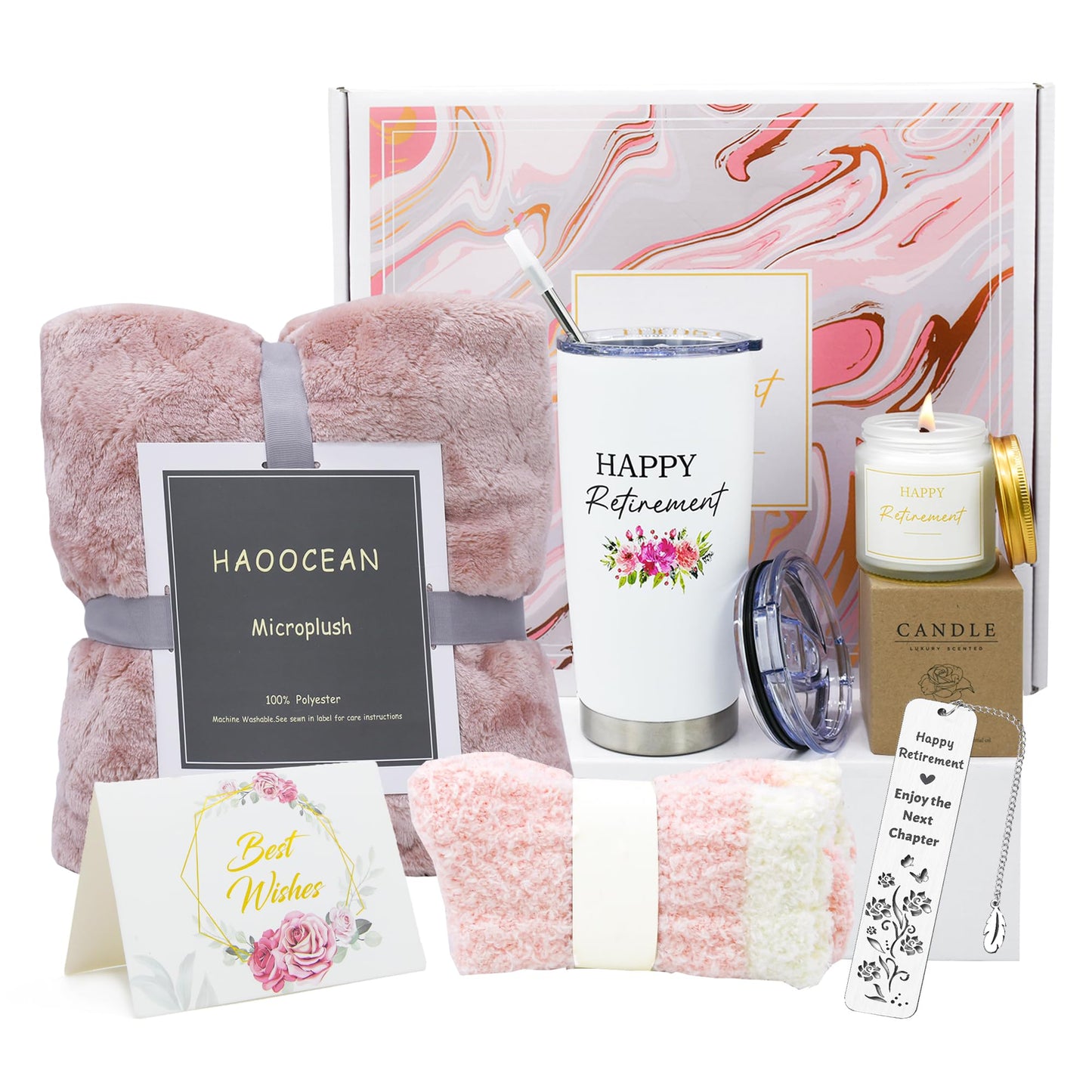 LUDUEIKSW Retirement Gifts for Women, Retirement Gift Basket for Coworker Teacher Nurses Boss Friends Mom Grandma Retirees, Retired Gifts with 20 oz Tumbler Throw Blanket Candles Bookmark
