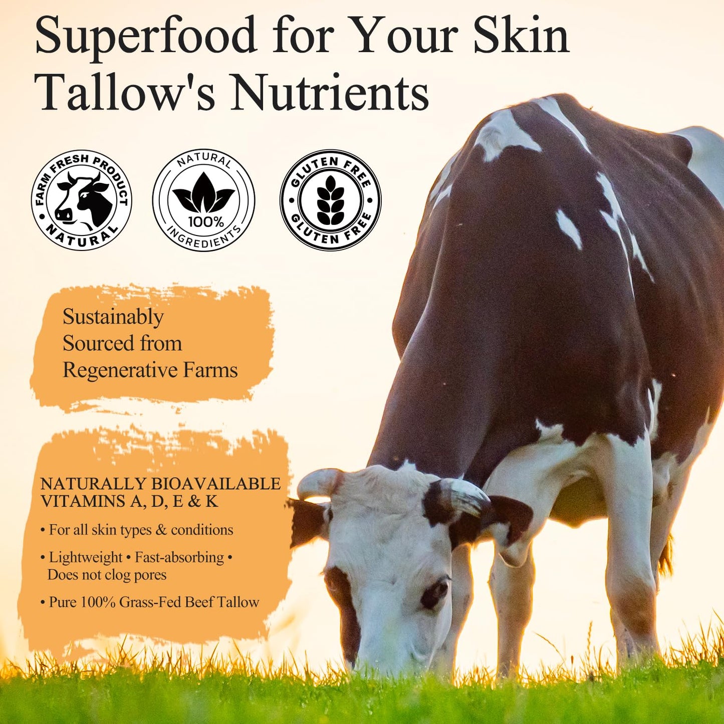 Leonadavi Whipped Beef Tallow for Skin – 4.2 oz Natural Moisturizer with Grass Fed Tallow, Honey & Olive Oil – Handmade Balm for Face & Body, Dry Sensitive Skin, Eczema, Rosacea – Natural Honey Aroma